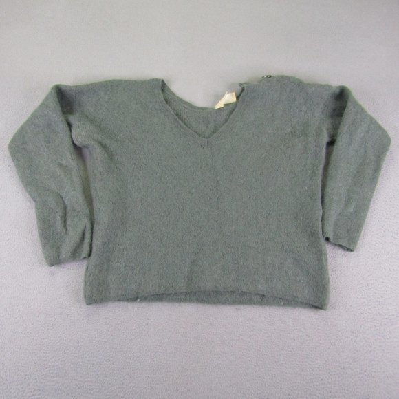 La Maille Sezana Sweater Womens Medium Green Alpaca Mohair Nylon Pullover Top